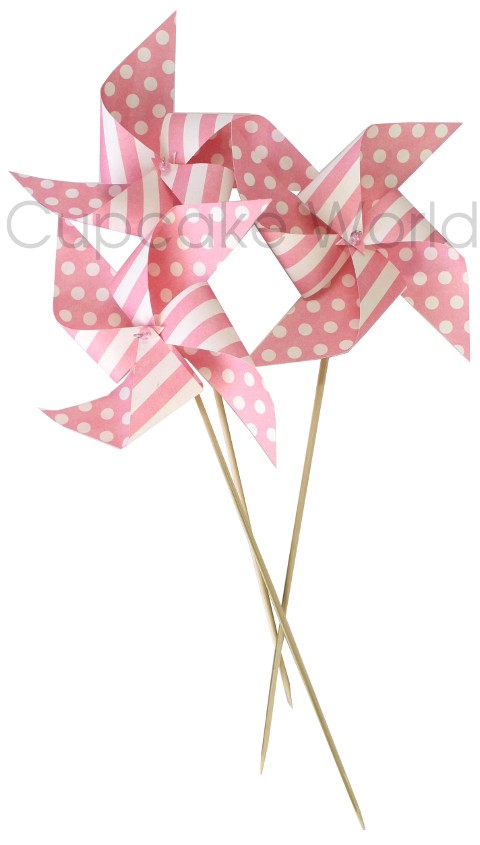 ROBERT GORDON PINK PAPER WINDMILL PARTY FAVOUR DECORATION 6PCS